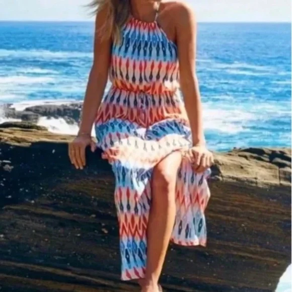 athleta beach dresses Athleta Elation V-Neck Hybrid Dress In Maritima Pink - 23% Off